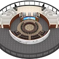 Circular Conference Room With Round Table Surrounding Chairs And Elegant Seating Design 3d model
