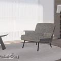Beige Upholstered Lounge Chair With Glass Side Table And Floor Lamp In Modern Living Room