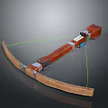 Traditional Wooden Mechanical Bow With Curved Arms Bowstring And Red Metal Components