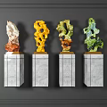 Stylish Decorative Ornament Set With Various Colors And Marble Bases For Wall Decor