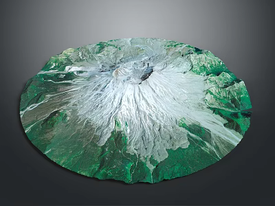 Garden Landscape 3D Circular Model with Green Vegetation and White Mountain Peak 3d model