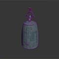 Bronze Bell Sculpture with Intricate Carvings and Decorative Top Handle