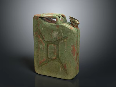 Green Rusty Jerry Can Vintage Fuel Storage Equipment Studio Shot 3d model