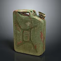 Green Rusty Jerry Can Vintage Fuel Storage Equipment Studio Shot