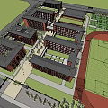 Red Brick School Buildings With Multiple Floors And Open Square Entrance Area