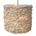 Modern Textured Pendant Light With White Natural Elements For Home Decor Design 3d model