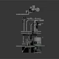 Industrial Equipment Piping System With Valves And Metal Base Platform Structure