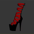 Red High Heels With Black Heel And Lace Up Straps Fashion Design
