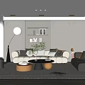 Modern Elegant Living Room Interior Design With Comfortable Sofas Floor Lamp And Coffee Tables