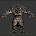 Fierce Reptilian Monster Animal Standing With Sharp Teeth Scales Claws And Scars