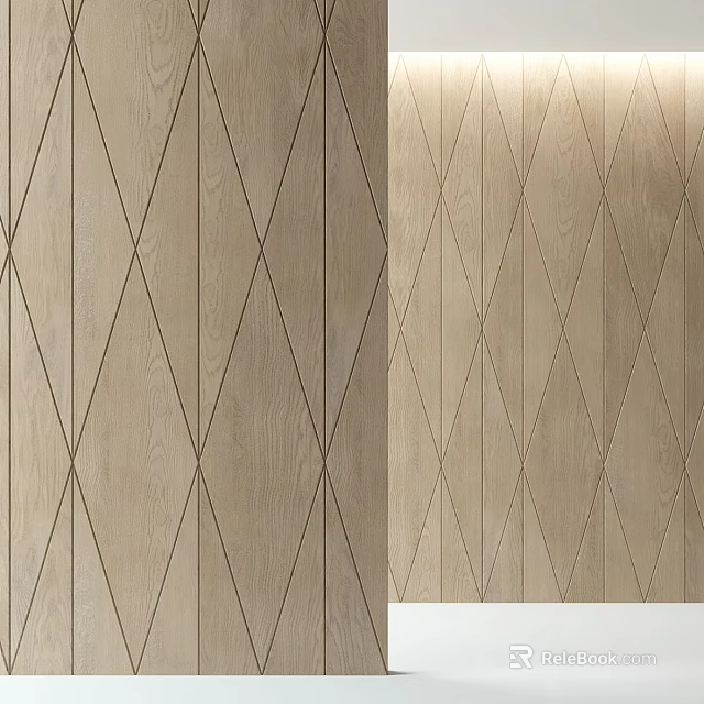 Wooden Wall Components With Geometric Diamond Patterns And Natural Texture Design 3d model