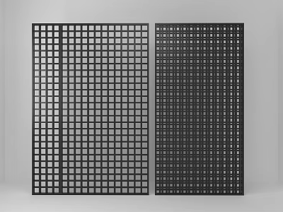 Modern Room Divider Design With Grid Pattern And Black Finish 3d model