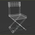 White Folding Single Chair With Slatted Backrest And Cross Leg Frame