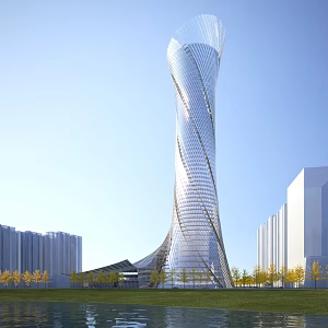 modern high-rise office building 3d model