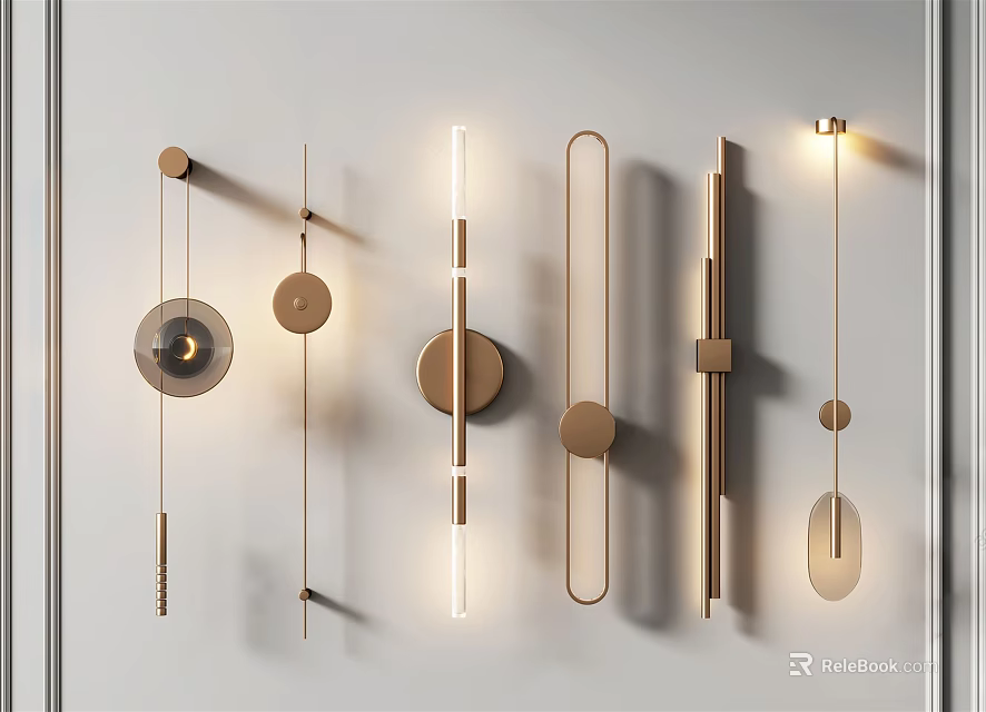 Modern Indoor Wall Lamps With Elegant Metal Design And Various Geometric Shapes 3d model 