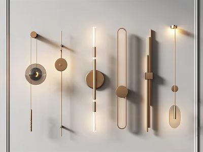 Modern Indoor Wall Lamps With Elegant Metal Design And Various Geometric Shapes 3d model