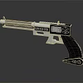 Futuristic Sci Fi Gun Design With Metallic Silver Barrel Black Grip And Control Panel