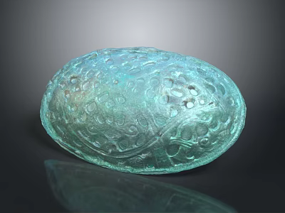 Green Oval Architectural Decorative Element With Intricate Carvings And Glossy Surface 3d model
