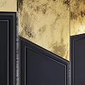 Elegant Modern Black Cabinet Doors With Gold Decorative Panels Design Detail