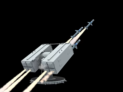 Military Missile Launch System With Twin Launch Tubes And Flame Exhaust 3d model