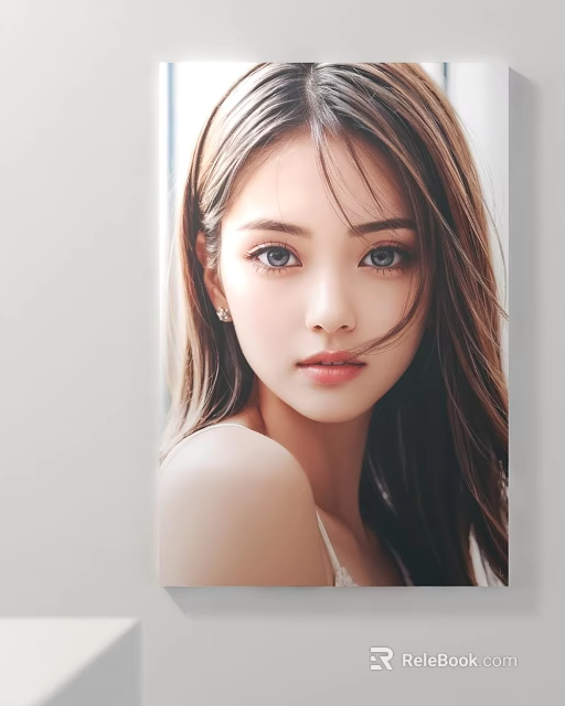 Portrait of Young Female with Long Hair Blue Eyes Natural Light and Soft Background 3d model 