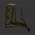 Durable Olive Green Canvas Backpack With Metal Frame And Adjustable Straps