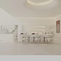 Aesthetic Beauty Salon Interior With Modern White Design Product Display Lighting And Seating Area