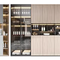 Modern Wine Cabinet With Glass Door And Built In Lighting For Wine Storage