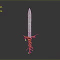 Transparent Sword With Orange Hilt And Green Accents 3D Model Design