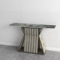 Elegant Modern Entryway Console Table With Marble Top And Striped Legs Design 3d model