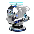 3D Experience VR Gaming Cockpit With Blue White Design And Top Propeller