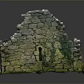 Scenic Natural Landscape With Ruined Stone Walls Covered In Lush Green Moss