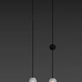 Modern Wall Lamps with Spherical White Shades and Black Brackets on Gray Wall
