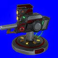 Mechanical Electric Toy Cannon With Red Gray Design Yellow Light And Circular Base