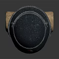 Metallic Helmet With Red Cross Emblem And Decorative Stripes On Wooden Mannequin Head