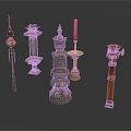 Traditional Chinese Architectural Components With Stone Pagoda Carved Column And Candle Holder