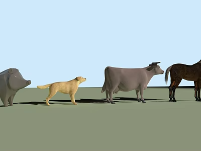 Various Reptile Species Models In Different Colors On Green And Blue Ground 3d model
