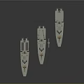 Three White Model Patrol Boats With Antennas And Equipment On Gray Background