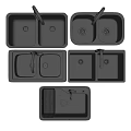 Modern Black Kitchen Sinks with Multiple Double Bowl and Single Bowl Designs 3d model