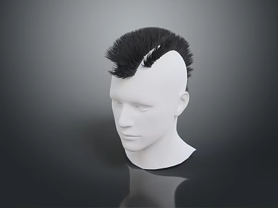 Game And Movie Character White Head Model With Spiked Black Mohawk Hairstyle 3d model