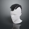 Game And Movie Character White Head Model With Spiked Black Mohawk Hairstyle