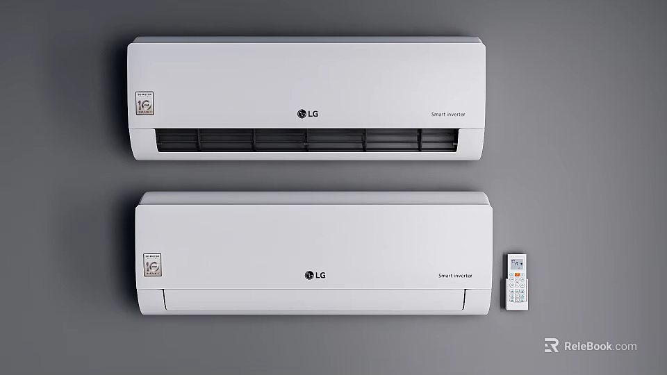 Modern LG Wall Mounted Air Conditioners Two Units With Remote Control 3d model 