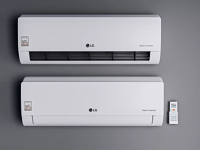 Modern LG Wall Mounted Air Conditioners Two Units With Remote Control 3d model