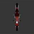 Red Futuristic Motorcycle With Silver Frame Red Seat Black Tires And Surface Reflection