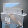 Modern Staircase Design Model With Transparent Structure Wooden Steps And Handrail 3d model