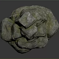 Rustic Stacked Stone Formation With Natural Rough Texture And Mossy Patches For Decorative Use