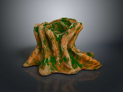Arbor Tree Stump with Green Moss Covered Natural Texture and Detailed Surface 3d model