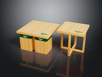 Two Different Wooden TREASURE Tables With Storage Bins And Simple Leg Design 3d model