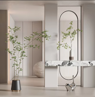 Modern partition plant potted combination plant potted decoration living room dining room bedroom 3d model