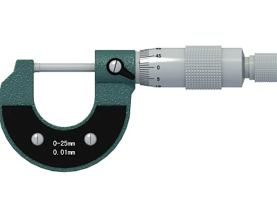 Hardware Micrometer Measuring Tool for Precision Measurement with 0-25mm Range and 0.01mm Accuracy 3d model